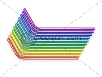 Drinking straws rainbow colors. Arranged, top view. 3D