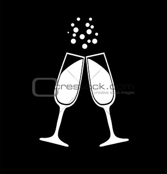 vector champagne glasses silhouettes