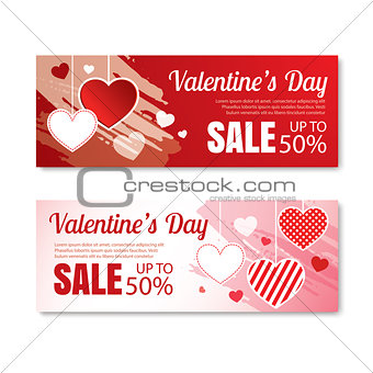 Valentine\'s day sale offer, banner template.Shopping market post