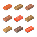 A set of isometric bricks, vector illustration.