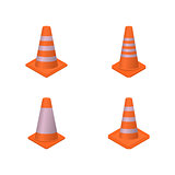 Cone sign road repair isometric style, vector illustration.