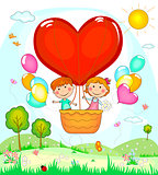 Children in a balloon  