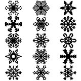 Set snowflakes icons on white background, vector illustration