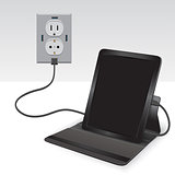 black tablet charged usb
