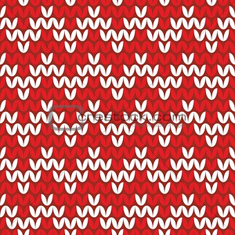 Tile red and white knitting vector pattern