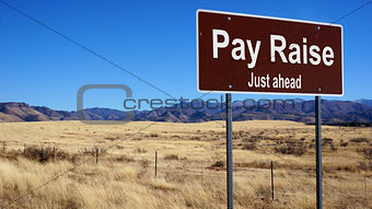 Pay Raise brown road sign