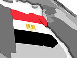 Egypt on globe with flag