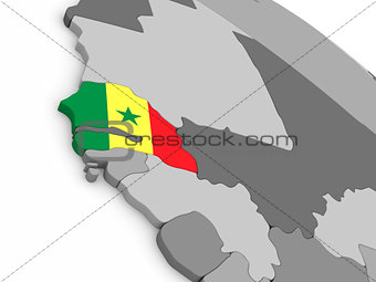 Senegal on globe with flag