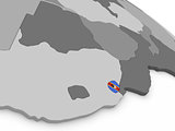 Swaziland on globe with flag