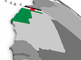 Westarn Sahara on globe with flag