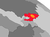 Kyrgyzstan on globe with flag