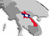 Laos on globe with flag