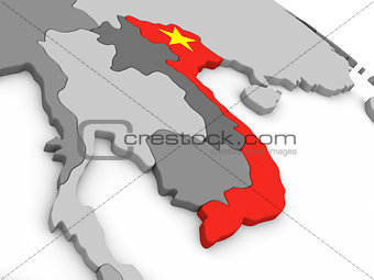 Vietnam on globe with flag