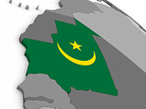 Mauritania on globe with flag