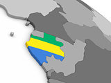 Gabon on globe with flag