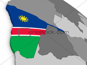 Namibia on globe with flag