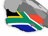 South Africa on globe with flag