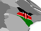 Kenya on globe with flag