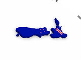 New Zealand on globe with flag