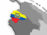 Ecuador on globe with flag