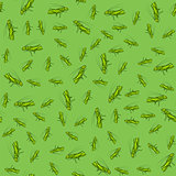 Green Cartoon Grasshoppers Seamless Pattern