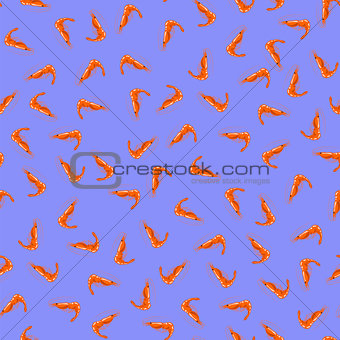 Cooked Red Srimps Seamless Pattern
