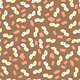 Fried Eggs and Bacon Seamless Pattern
