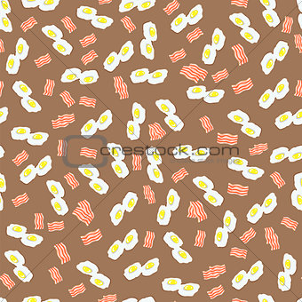 Fried Eggs and Bacon Seamless Pattern