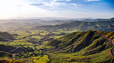 Panorama of Semien mountains and valley around Lalibela Ethiopia