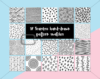 17 seamless hand-drawn pattern swatches