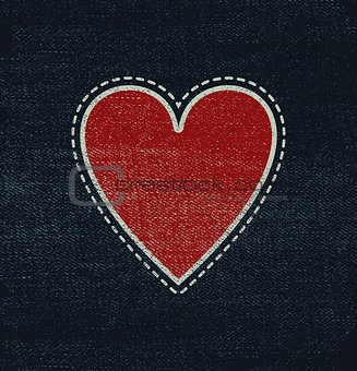 Blue jeans fabric with heart