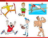 sportsmen cartoon set