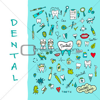 Dental clinic icons set, sketch for your design