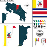 Map of Heredia, Costa Rica