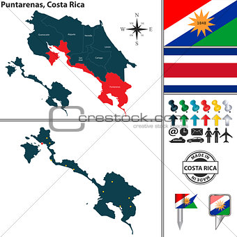 Map of Puntarenas, Costa Rica