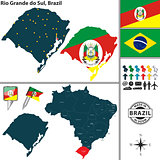 Map of Rio Grande do Sul, Brazil