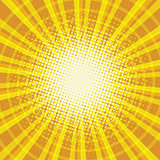 Yellow orange rays pop art retro vintage background
