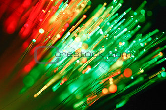 defocused abstract background of fiber optic cables