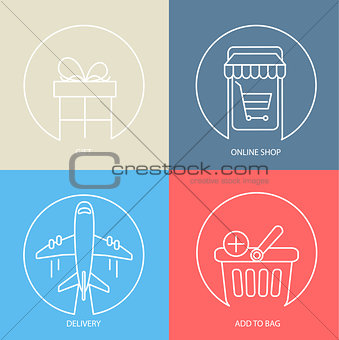 Outline e-commerce web icon set.