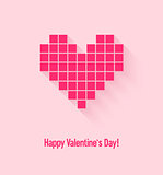 Valentines day card with abstract pixel heart.