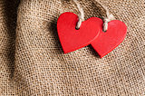 Hearts on canvas background
