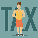 Unhappy man with no money for tax