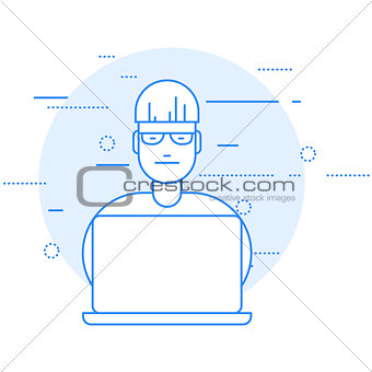 Programmer - man works on laptop