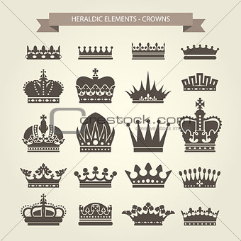 Heraldic crowns set - monarchy coronet and elite symbols