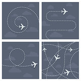 Plane flight with dotted trace of the airplane
