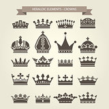 Heraldic symbols - royal crowns icon set
