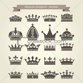 Heraldic symbols - royal crowns icon set