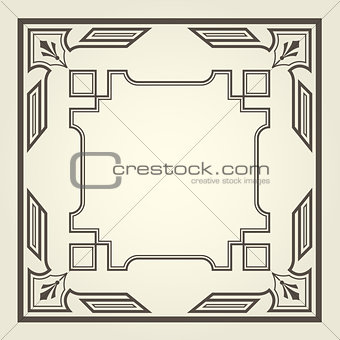 Art deco style square frame with stright lines
