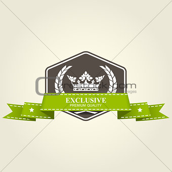 Heraldic premium badge - emblem with crown and ribbon