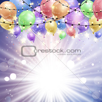 Balloons on a starburst background